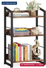 Book Shelf Small Bookshelf: 3-Tier Wood Bookcase Industrial Bookshelf with Edge