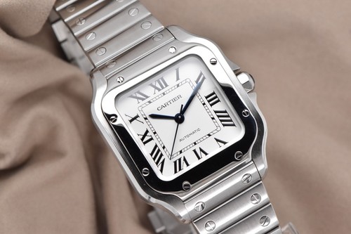 2024 Cartier Santos Medium Stainless Steel White Dial WSSA0029 4075 FS