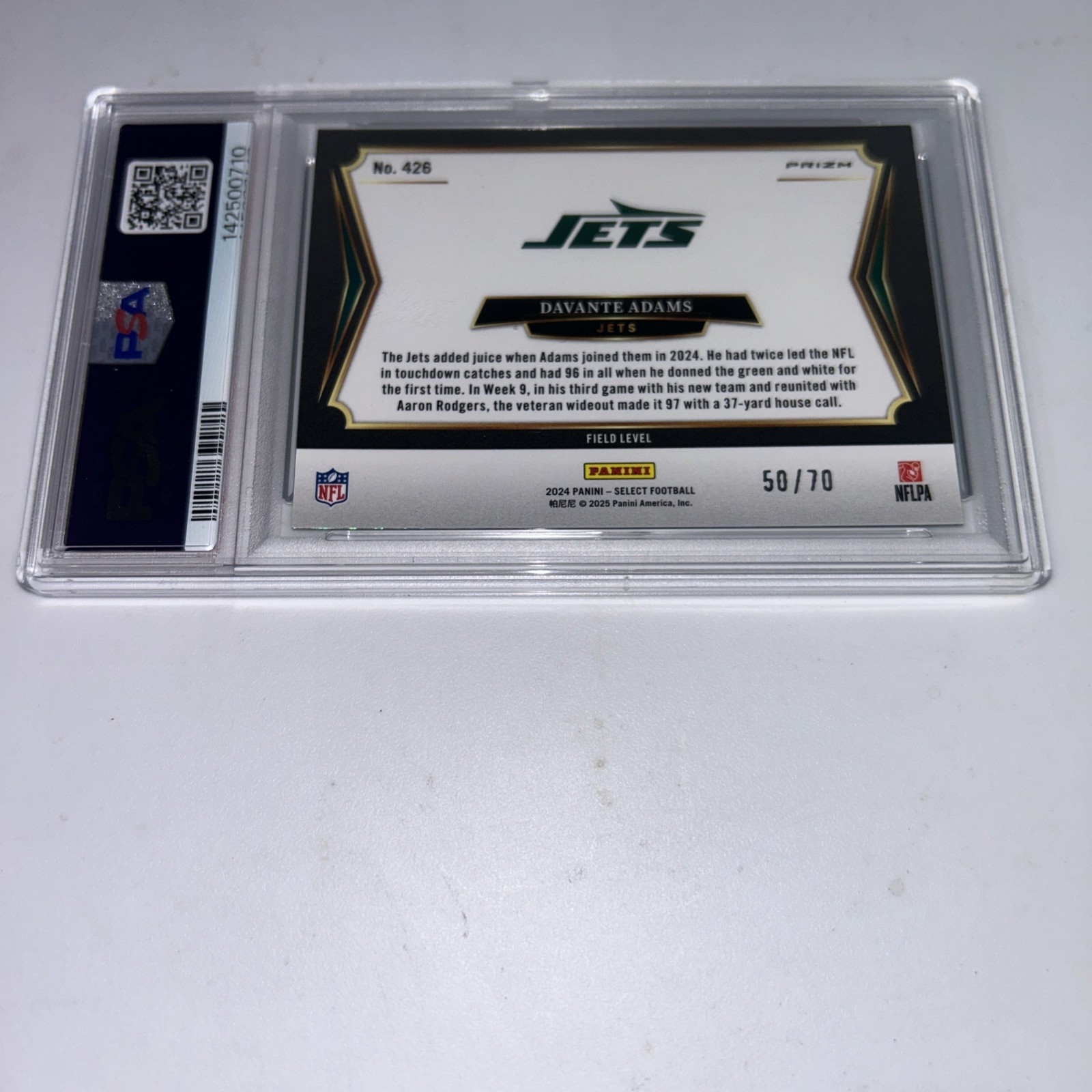 Panini 2024 Select Dragon Scale Davante Adams /70 Jets PSA 10 Field #426 view 4
