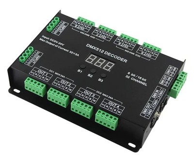  DMX 512 Controller  5-24V RGBW LED Light 8 Bit/16 Bit 32 Channel Decoder Dimmer