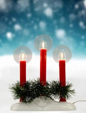 Bright Plug in Window Candles, 3-Light Christmas Candolier with Safe Bulbs, M...