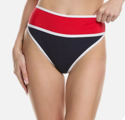 Beach Riot Carlotta Women s Ribbed High Waist Swim Bottom size L Colorblock NWT