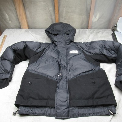 Nike x Sacai Down Jacket Mens Small Black Insulated Warm Full Zip Hooded Puffer