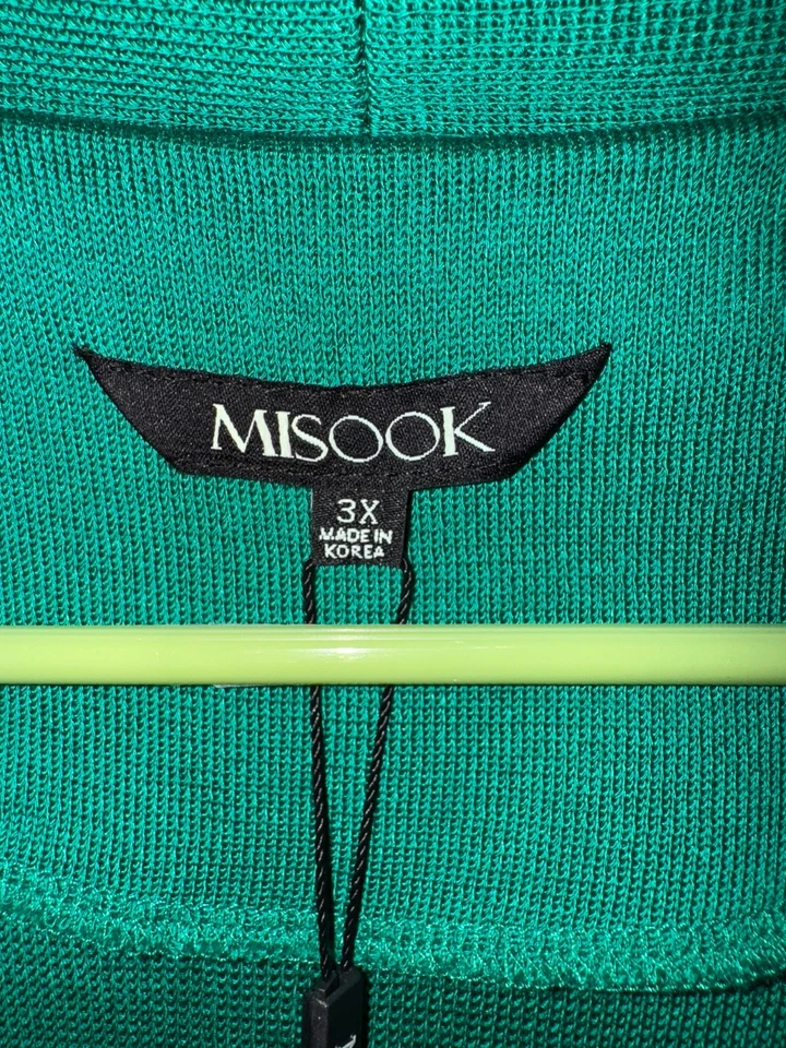 NWT MISOOK Teal Fitted Knit Single Button Jacket Blazer Black Trim Women Plus 3X - Image 2 of 4