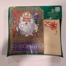 Vintage Cleo Christmas Cards Santa W/envelope 20 Pack Still In Box 1996
