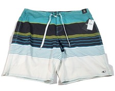O'Neill Brisbane Board Shorts Mens 38 NWT Deadstock Aqua Stripe 54 MSRP