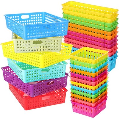 30 Pack Colorful Plastic Classroom Storage Baskets, Assorted Sizes Classroom ...