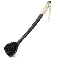 17.3 Inches Bamboo Back Scrubber with Curved Long Handle for Shower