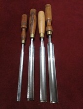 Vintage Four Cast Steel Long Pattern Makers Carving Gouges Old Sheffield Makers
