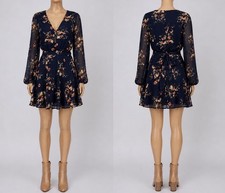 Lulus Always Yours Skater Mini Dress Womens Small Blue Floral Partially Lined