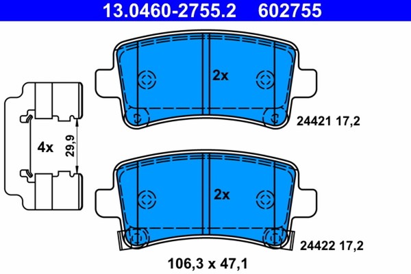 ATE Bremsbelagsatz Scheibenbremse 13.0460-2755.2 FüR Opel Insignia Saab YS3G G09-image