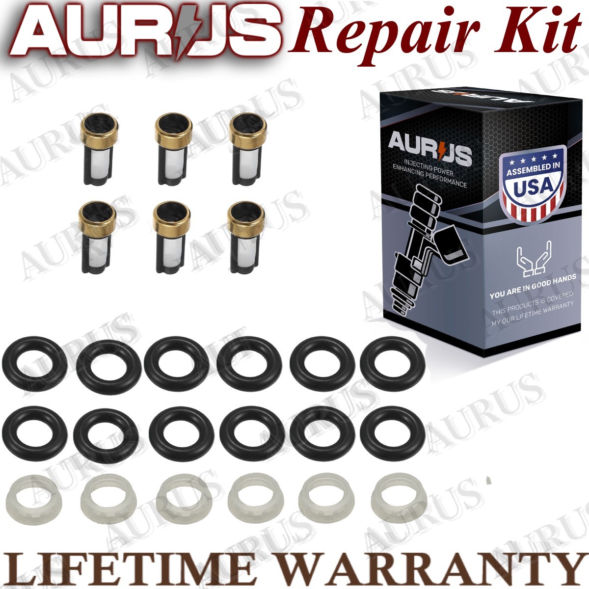 Aurus OEM Set of 6 Fuel Injector Repair Kits for 1999 Volvo S80 2.9L I6 0280155832 9186348