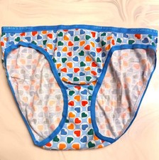 Vintage VICTORIA'S SECRET 100 Cotton Rainbow Hearts Low-Rise Bikini Panty Sz M