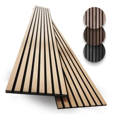 2-Pack Acoustic Wood Slat Panels - Soundproof Wooden Wall Decor