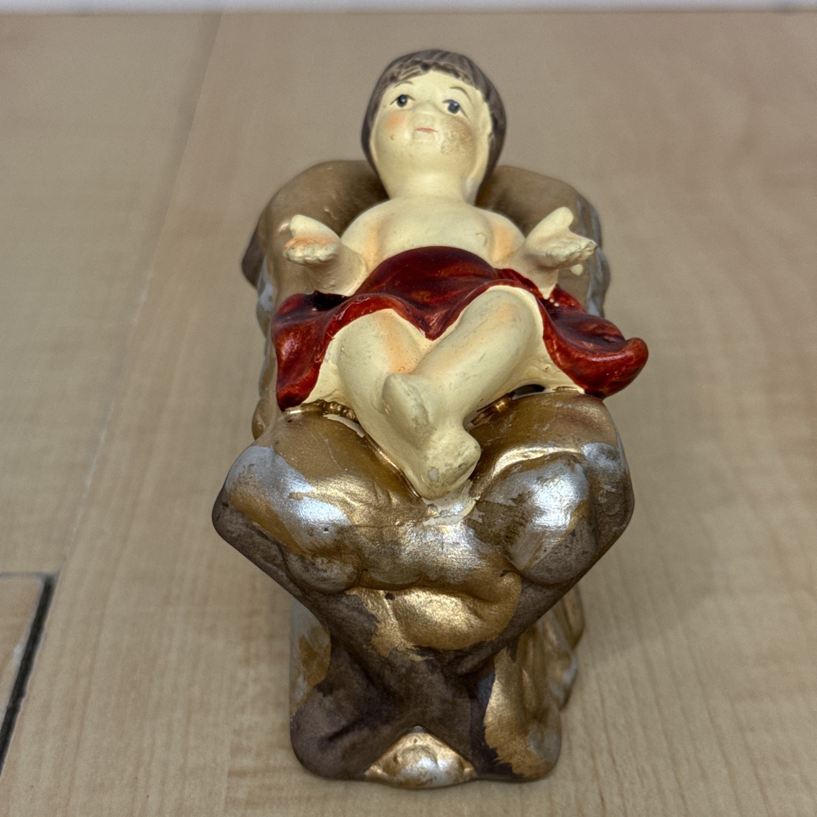 Porcelain Baby Jesus in Manger Greenbrier Nativity Christmas Figure 3.5"