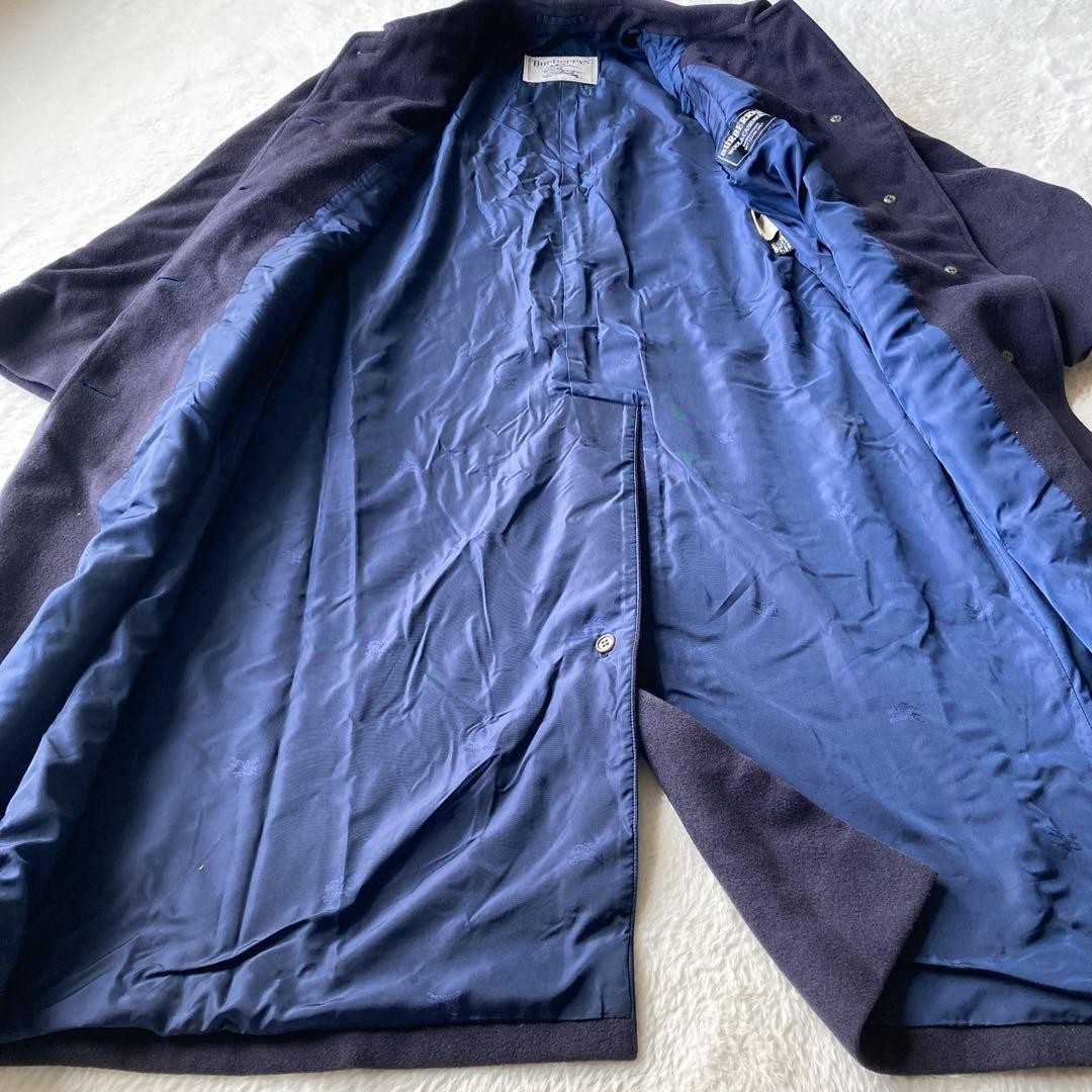 Burberry Long Coat Navy Blue Cashmere Blend With Buttons Size 11 For Women thumbnail 8