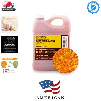 '' [1 Quart]  Orange Indicating Silica Gel Desiccant BeadsIndustry Standard 3-...