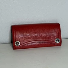 Cole Haan Wallet Womens Red Leather Continental Clutch Organizer Pink Interior