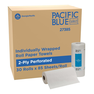 Pacific Blue Select 2-Ply Perforated Roll Paper Towel, White, 85 Sheets per Roll