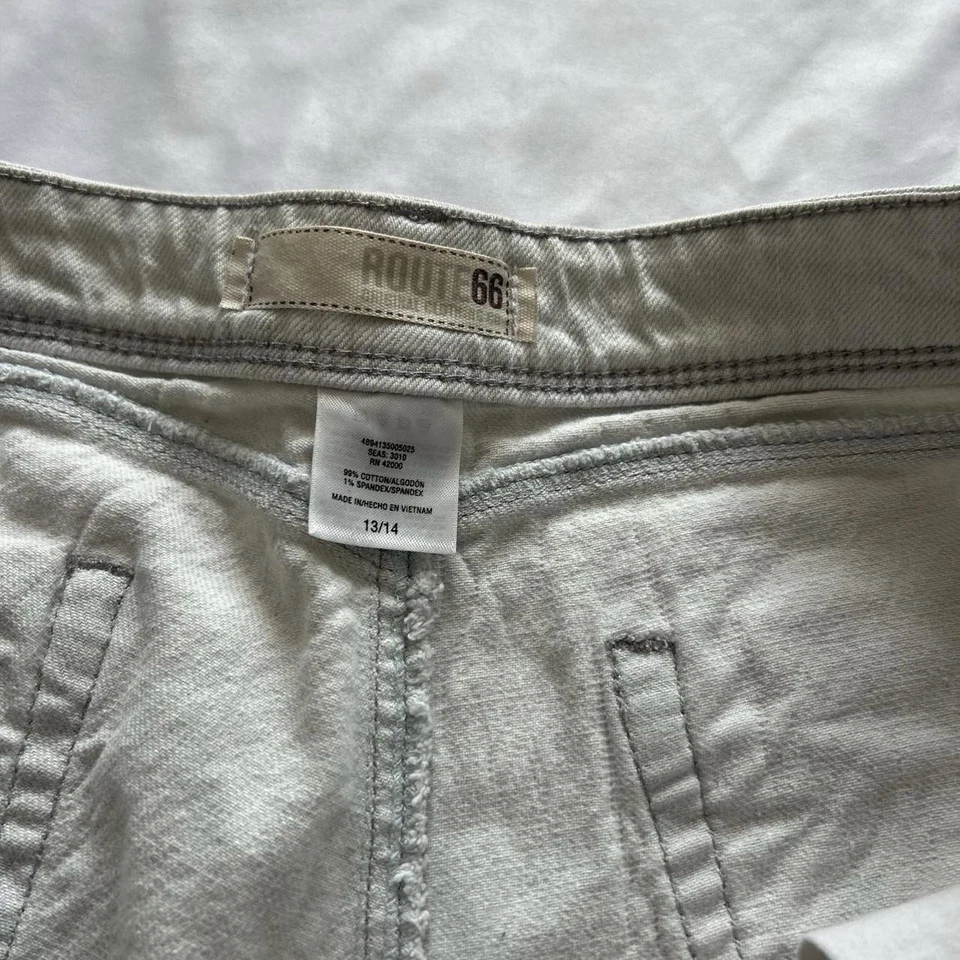 Micro Shorts Y2k Low Rise Route 66 Blanco Denim Mcbling Años 2000 Talla 13/14 Foto 3 de 3