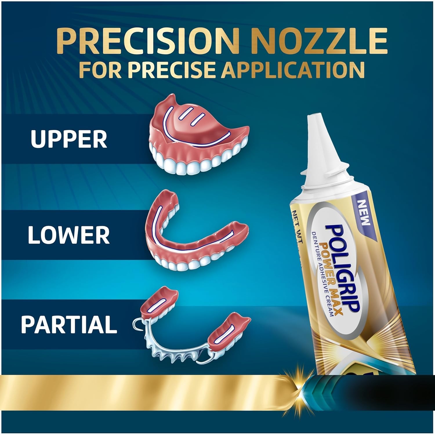 Poligrip Power Max Ultimate All-in-1 Denture Adhesive Cream, Zinc Free, White 