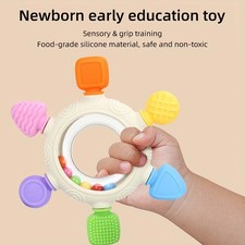 Durable Playful Baby Teether Rattle Set 2Pcs Multi-Texture Suitable for Gifting