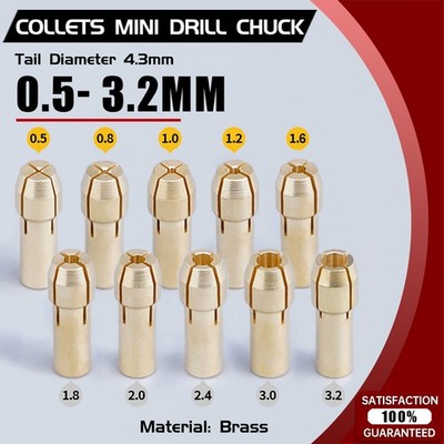 Three-jaw Chuck 0.5-3.2mm Mini Brass Collet Drill Bit Rotary Tool Tail Dia 4.3mm