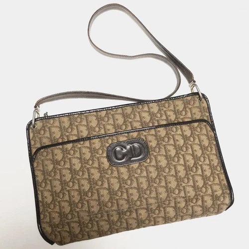 Sac à main bandoulière Christian Dior trotteur toile marron authentique