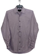 David Donahue Trim Fit Dress Shirt Mens 16 34/35, Lavender Geo Print 100% Cotton