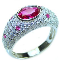 4.2ct Ruby Ring 925 Sterling Silver Blue Oval Handmade size: 8