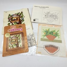 Jiffy Stitchery Kit Birdhouse On The Elm Vintage Embroidery Kit partially comp