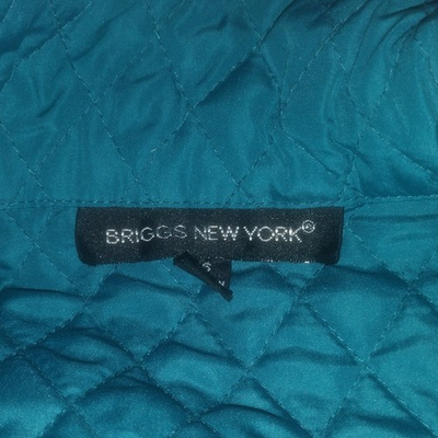 #ad Briggs New York Quilted Jacket Womens Teal Diamond Snap Button Coat Lightweight $9.99