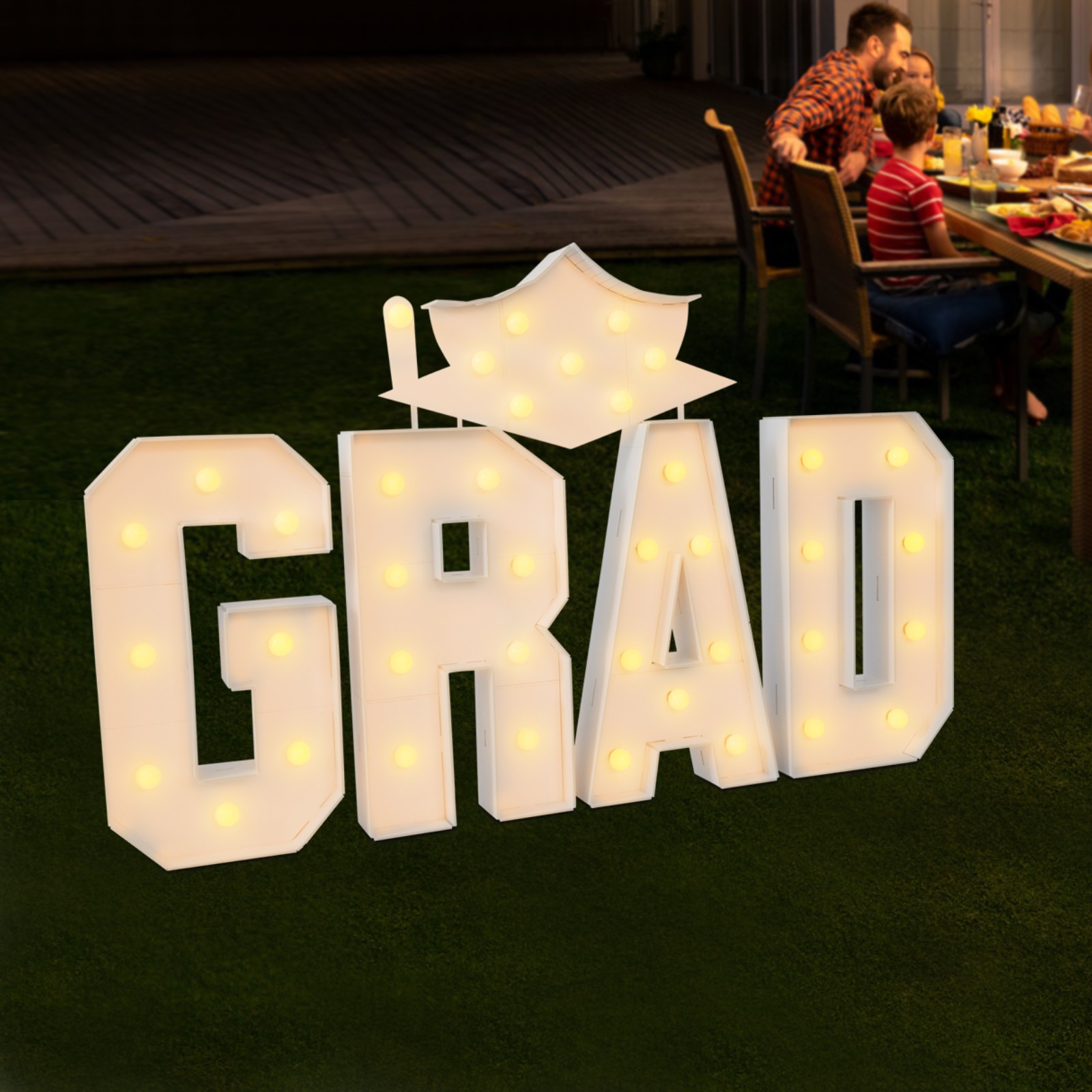 Graduation Decorations, Light Letters, GRAD Light Letters Kit Freestanding