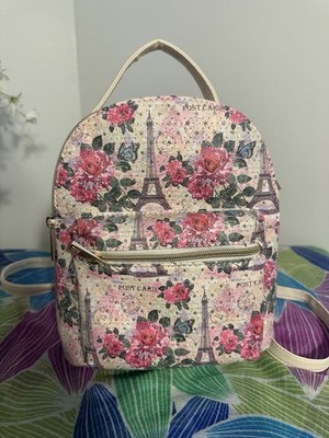 Blush Crush Floral Eiffel Tower Paris Mini Backpack, Multicolor, Zip Closure