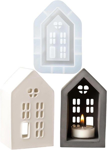 Silikonform Haus Groß 15 Cm GießForm FüR Kerzenhalter Deko Garten-image