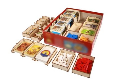 Game Organizer Compatible with Catan Base Game - Wooden Game Organizing Box w...