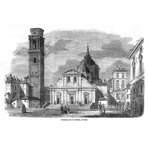 ITALY The Cathedral of St Giovanni in Turin - Antique Print 1855