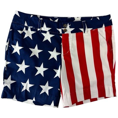 American Flag LOUDMOUTH Ladies Golf Shorts sz10 Stars&Stripes USA Red White Blue