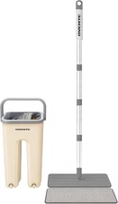 OVENTE Mop and Bucket with Wringer Set, Hands-Free Self-Cleaning Flat Floor Mop 