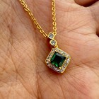 925 Sterling Silver Necklace 4mm Natural Emerald Gemstone Zircon Green Cube Gift — photo 10