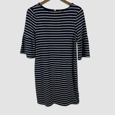 White House Black Market Dress Women Size PM Short Sleeve Blue Stripe Stretch