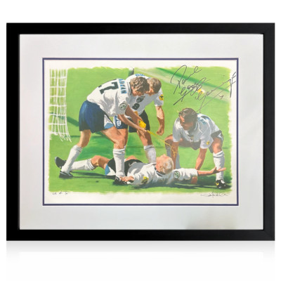Paul Gascoigne signierter ''Zahnarztstuhl'' 48/70 Druck Deluxe Einbaugestell