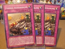 Yugioh Playset 3x Fossile Ausgrabung POTD DE058/ Common/ Near Mint