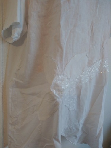 KAKTUS Art to Wear Gr. Medium Strick Tunika Top weiß Boho Chic Knopfleiste Blume - Bild 4 von 10