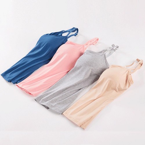 Damen-Tanktops Camisole verstellbare Träger mit integriertem gepolstertem BH Trägershirt Cami US - Bild 15 von 28