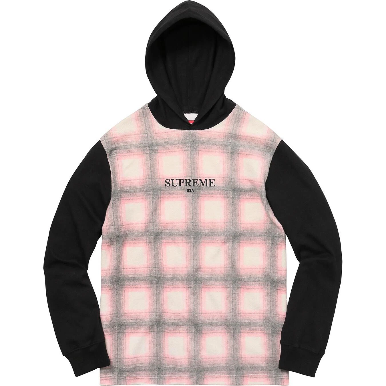 Supreme Shadow Plaid Hooded L S Top Rose Hoodie RARE Deadstock Taille S
