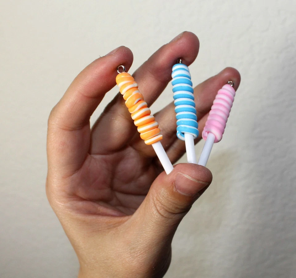 Coloridos Dijes Colgantes de Arcilla de Piruletas Retorcidas en Espiral, Juego de 7 piezas Hágalo Usted Mismo Suministro de Artesanía Foto 2 de 4