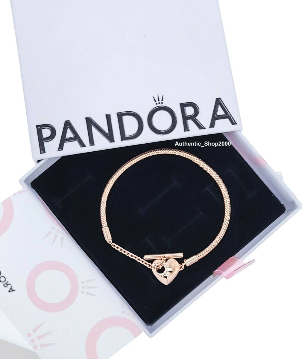 NEW 100% Authentic PANDORA 14k gold Heart T-Bar Snake Chain