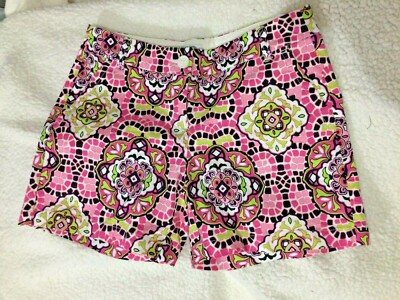 CROWN & IVY Shorts Womens 2 / 5 Inseam Cotton Stretch Pink Black Mosaic 
