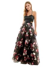 CRYSTAL DOLL Juniors' Printed-Skirt Ball Gown SZ 1